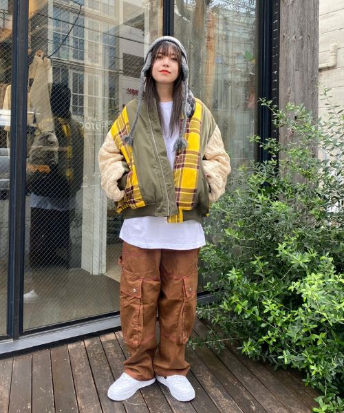美品✨キャンディストリッパー MA-1 ブルゾン くま　カーキ　ワッペン BOA MIXED BLOUSON | Candy Stripper（キャンディ ストリッパー