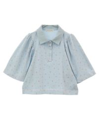 TINY FLOWERS WAFFLE POLO TOPS