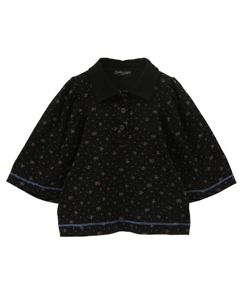 TINY FLOWERS WAFFLE POLO TOPS