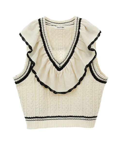 FRILL CABLE KNIT VEST