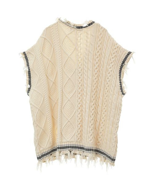 CABLE DAMAGE KNIT VEST