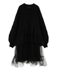 TULLE DOCKING CABLE KNIT ONE-PIECE | Candy Stripper（キャンディ 