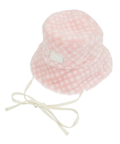 CANDY GINGHAM FUR HAT