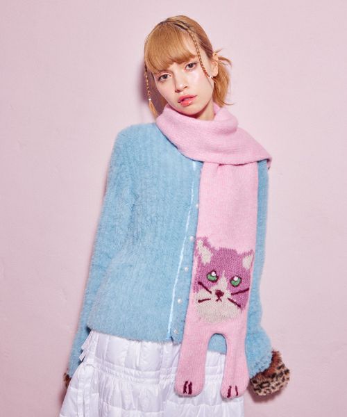 LAZY CAT KNIT MUFFLER