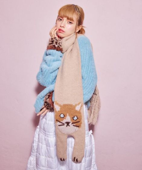 LAZY CAT KNIT MUFFLER | Candy Stripper（キャンディ ストリッパー