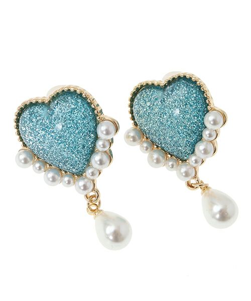 LAME HEARTPEARL EARRINGS | Candy Stripper（キャンディ