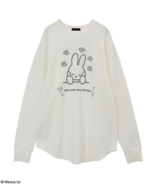 MIFFY AND FLOWER WAFFLE L/S TEE | Candy Stripper（キャンディ