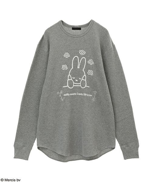 MIFFY AND FLOWER WAFFLE L/S TEE | Candy Stripper（キャンディ