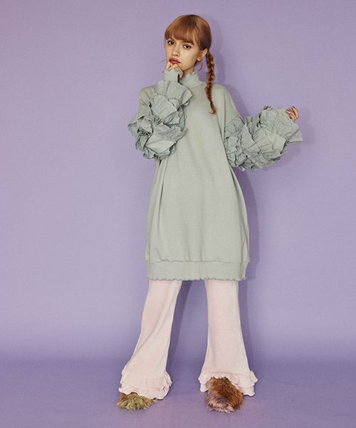 FRILL SLEEVE SWEAT ONE-PIECE | Candy Stripper（キャンディ