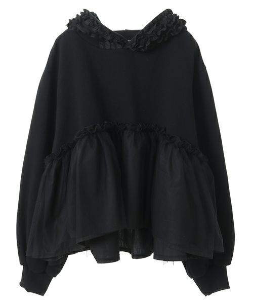 TULLE TIERED HOODIE