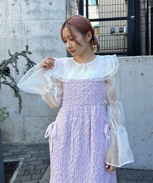 Candy Stripper キャンディストリッパー リボン柄ワンピース SHIRRING RIBBON ONE-PIECE | Candy Stripper（キャンディ
