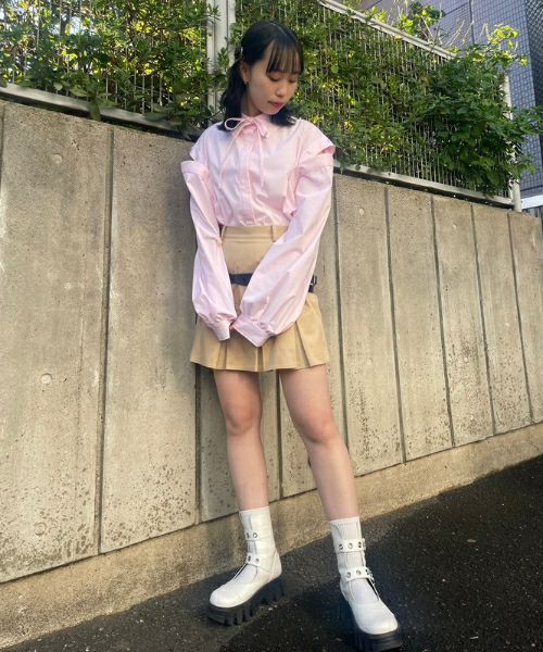 ミニスカート BELT SKIRT Chick デニムスカート WIDE BELT DENIM MINI SKIRT / ワイド