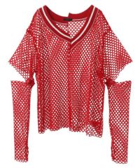 CUT OFF SLEEVE MESH TOPS | Candy Stripper（キャンディ