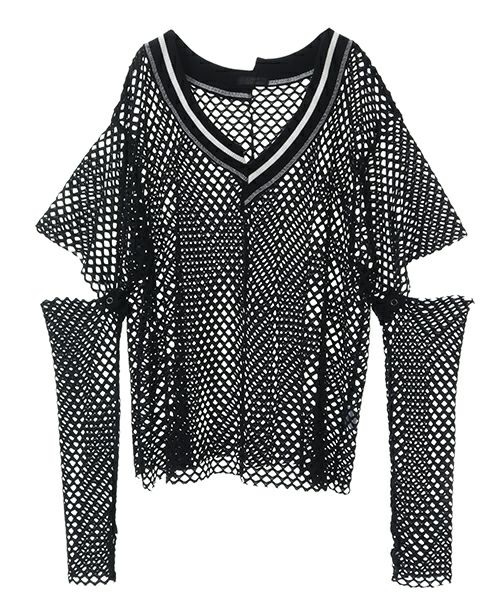 Candystripper メッシュ　トップス CUT SLEEVE MESH PATCHED TOPS | Candy Stripper（キャンディ