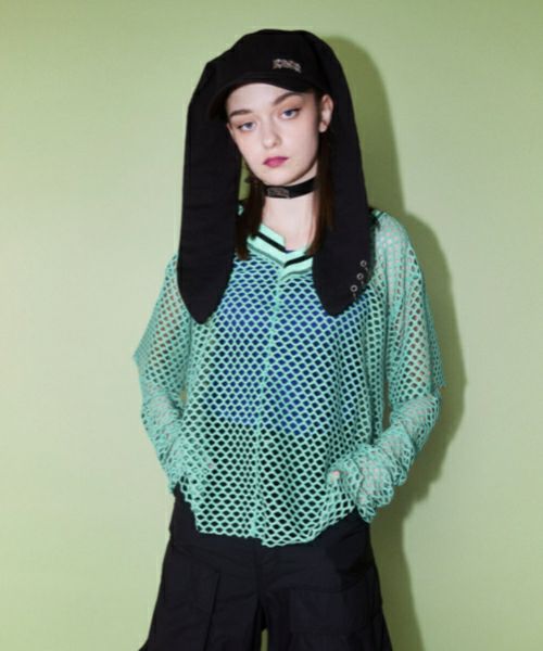 23SS完売美品Candy Stripperメッシュトップスビッグプルオーバー CUT OFF SLEEVE MESH TOPS | Candy Stripper（キャンディ