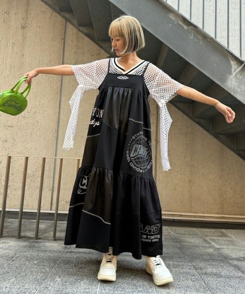 CUT OFF SLEEVE MESH TOPS | Candy Stripper（キャンディ