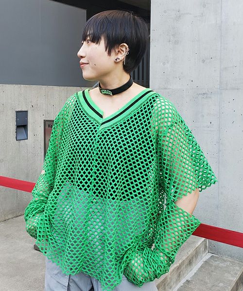 23SS完売美品Candy Stripperメッシュトップスビッグプルオーバー CUT OFF SLEEVE MESH TOPS | Candy Stripper（キャンディ