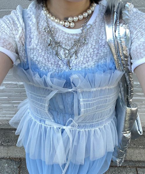 GIRL HOOD TULLE CAMISOLE | Candy Stripper（キャンディ