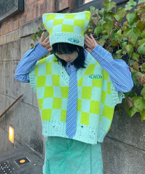 CHECKER KNIT VEST | Candy Stripper（キャンディ ストリッパー）｜オフィシャル通販サイトCANDY STORE