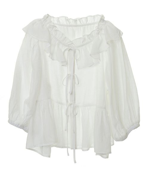 新作商品 キャンディ☆ANGELIC RIBBON BLOUSE オフホワイト シャツ 