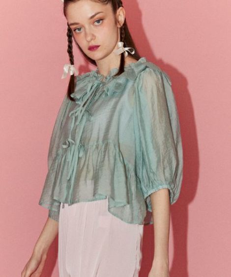 ANGELIC RIBBON SHEER BLOUSE