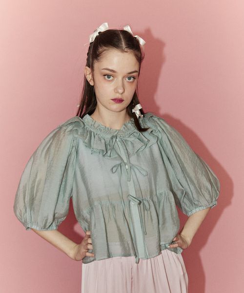ANGELIC RIBBON SHEER BLOUSE | Candy Stripper（キャンディ