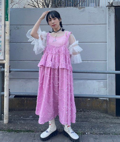 【美品】CANDY STRIPPER シャーリング リボン ワンピース ブルー Candy Stripper（キャンディストリッパー）の「SHIRRING RIBBON