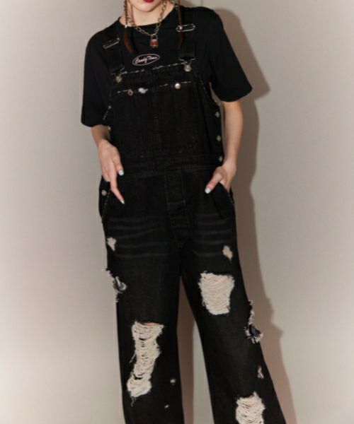 DAMAGE DENIM SALOPETTE | Candy Stripper（キャンディ