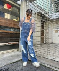 DAMAGE DENIM SALOPETTE | Candy Stripper（キャンディ