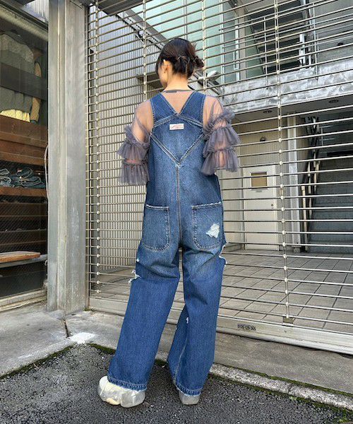 DAMAGE DENIM SALOPETTE