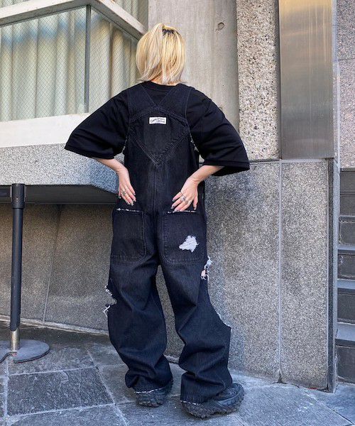 DAMAGE DENIM SALOPETTE | Candy Stripper（キャンディ