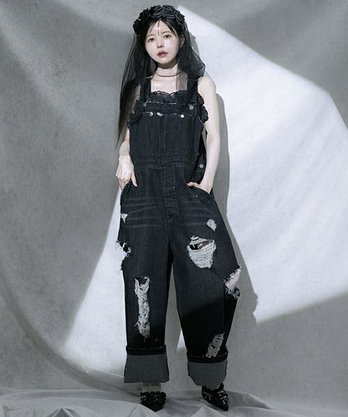 DAMAGE DENIM SALOPETTE | Candy Stripper（キャンディ ストリッパー 