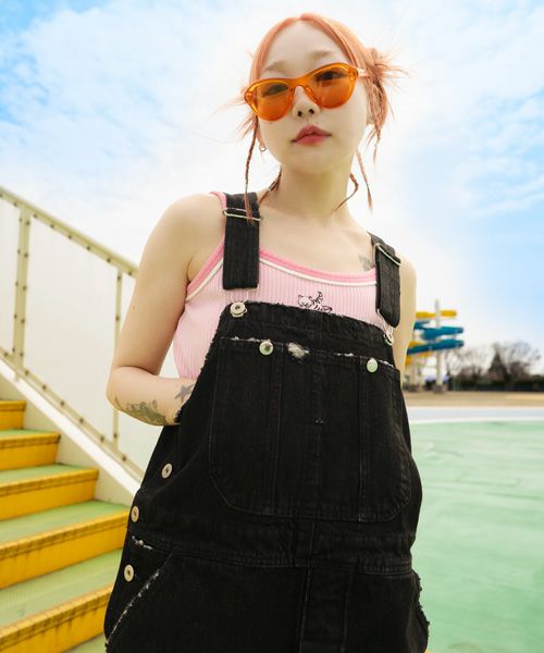 DAMAGE DENIM SALOPETTE | Candy Stripper（キャンディ