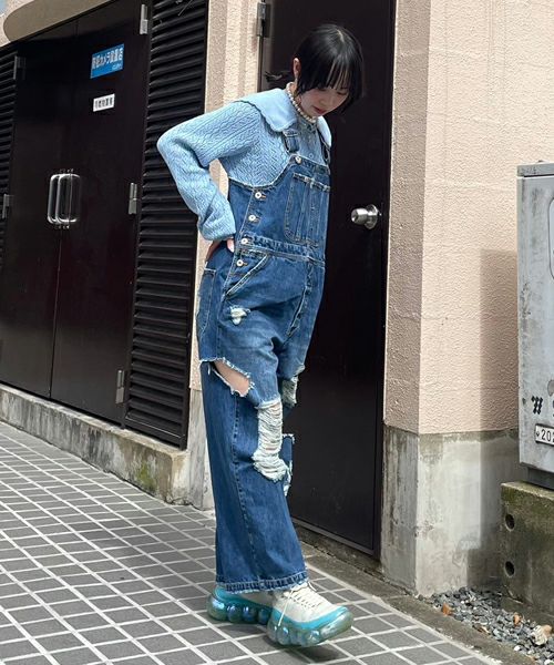 DAMAGE DENIM SALOPETTE | Candy Stripper（キャンディ