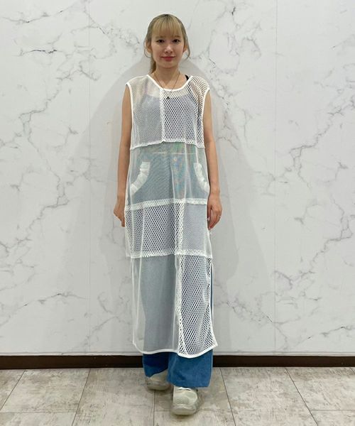 スカート CANDY STRIPPER MESH SWITCHED SKIRT DAMAGE DENIM LONG SKIRT | Candy Stripper（キャンディ