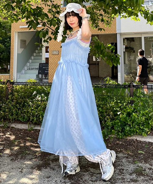 TULLE SHIRRING DRESS | Candy Stripper（キャンディ ストリッパー  