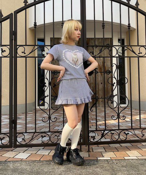 GINGHAM CHECK FRILL SKIRT PANTS | Candy Stripper（キャンディ