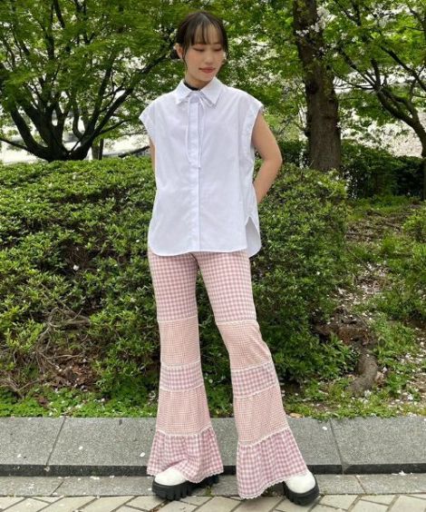 GINGHAM CHECK FLARE PANTS | Candy Stripper（キャンディ