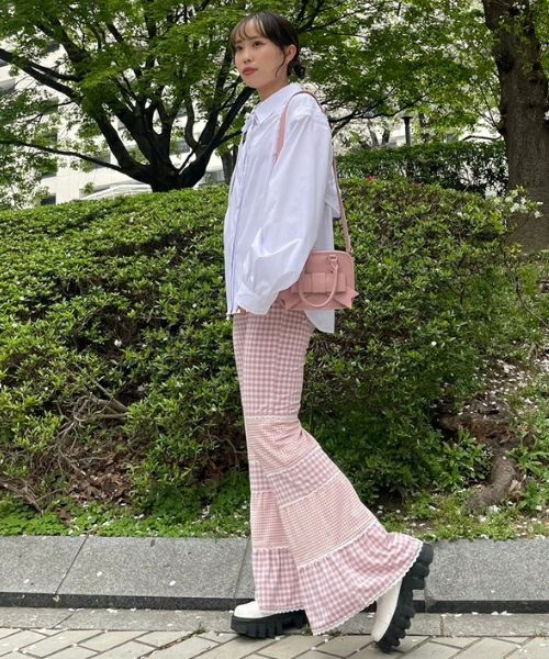 GINGHAM CHECK FLARE PANTS | Candy Stripper（キャンディ 