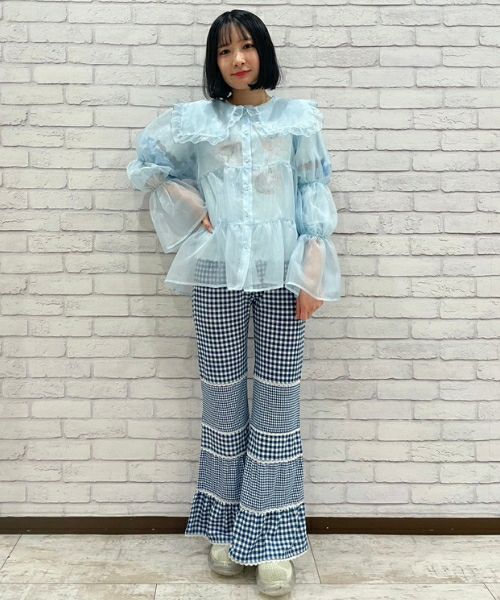 GINGHAM CHECK FLARE PANTS | Candy Stripper（キャンディ 