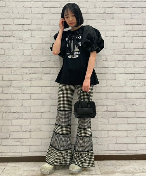 小麦まんキャンスパ★ギンガムチェック レース付きフレアパンツ Candy Stripper（キャンディストリッパー）の「GINGHAM CHECK