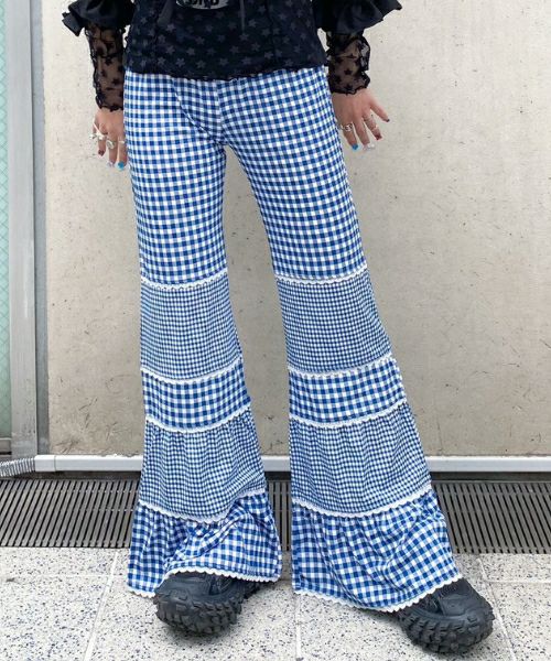 GINGHAM CHECK FLARE PANTS | Candy Stripper（キャンディ