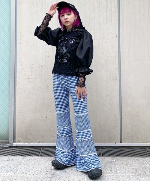 GINGHAM CHECK FLARE PANTS | Candy Stripper（キャンディ