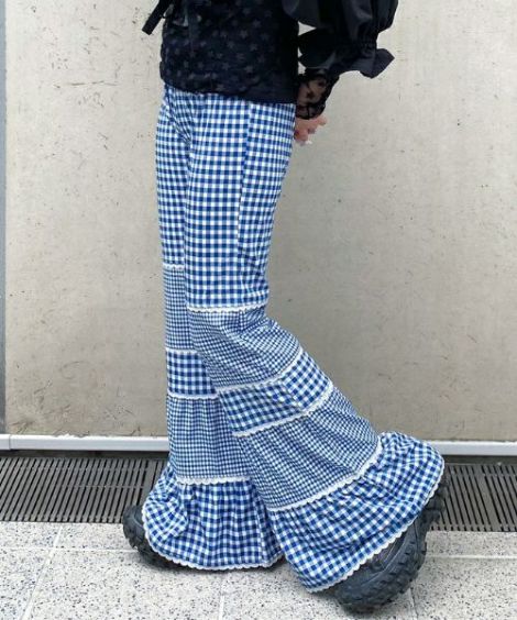 GINGHAM CHECK FLARE PANTS | Candy Stripper（キャンディ