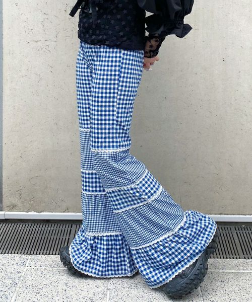 GINGHAM CHECK FLARE PANTS | Candy Stripper（キャンディ ...