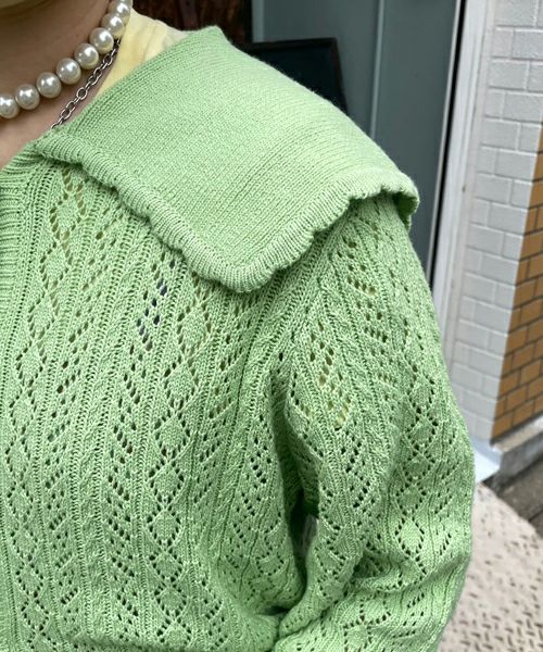 SAILOR COLLAR KNIT CARDIGAN | Candy Stripper（キャンディ