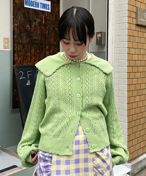 SAILOR COLLAR KNIT CARDIGAN | Candy Stripper（キャンディ 