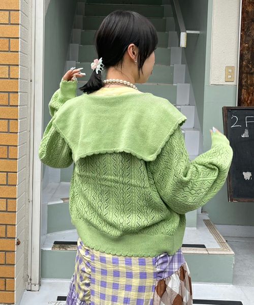 SAILOR COLLAR KNIT CARDIGAN | Candy Stripper（キャンディ