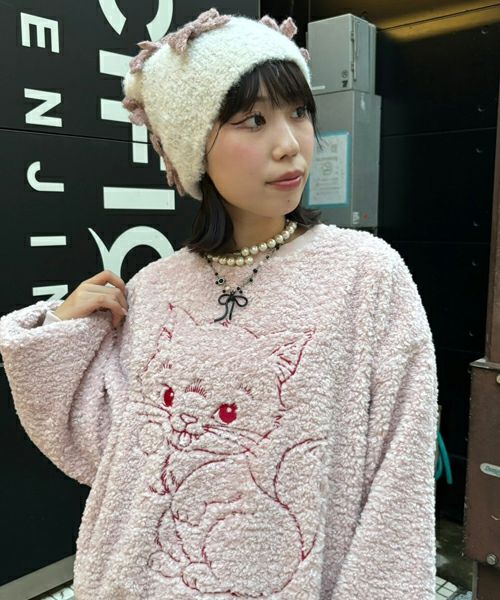 FLUFFY RIBBON BEANIE | Candy Stripper（キャンディ
