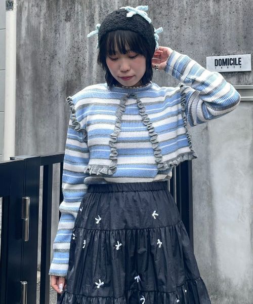 Candy Stripper FRILL COLLAR KNIT カーディガン BIG COLLAR RIB KNIT